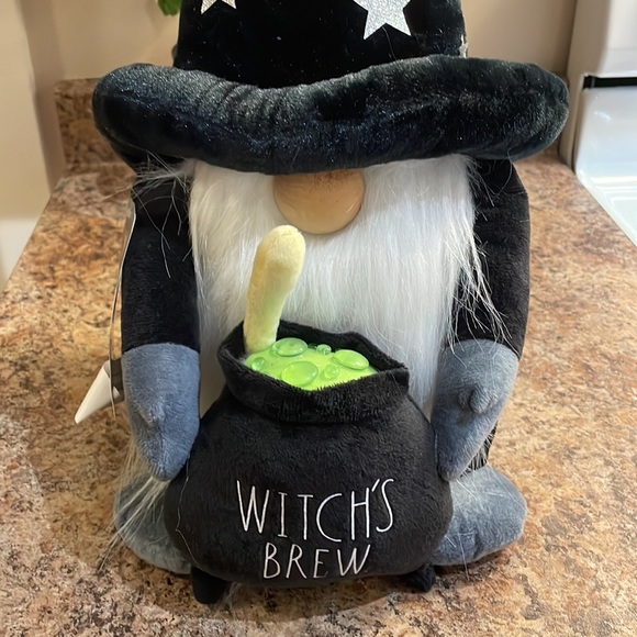 Rae Dunn Witch’s Brew Halloween Gnome Holding Cauldron - Picture 2 of 4